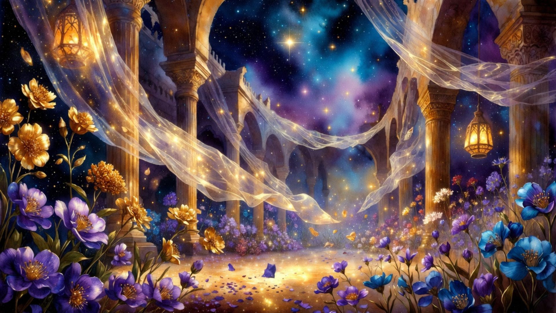 An ancient Arabian scented atria beneath the starlit veil